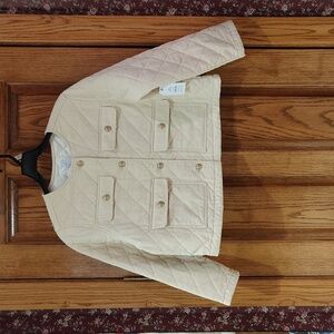 Time & Tru Cream Quilted 4-Pocket Button Jacket NWT XL (16-18)